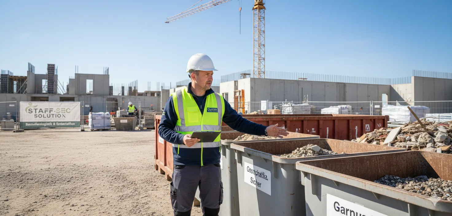 Baustelleneinrichtung mit Containern und Wegen